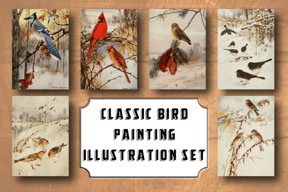 Classic Bird Painting Illustration Set: A Timeless Resource for Creative Projects