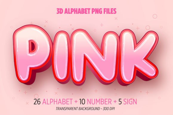 Pink Shiny Alphabet 3D Realistic PNG