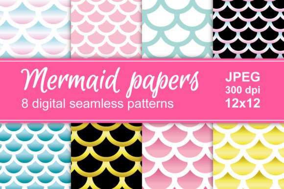 Set of Mermaid Tail Scales Patterns: A Versatile Design Resource for Creative Projects