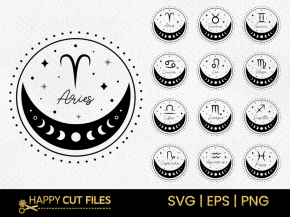 Zodiac Astrological Signs Celestial SVG: A Versatile Digital Asset for Creative and Commercial Use